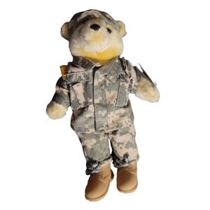 ARMY Bear Stuffed Animal Plush forces of America Military 11" Camo boots Teddy